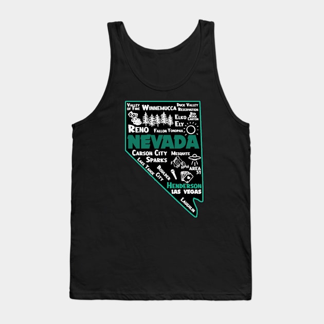 Henderson Nevada Map Las Vegas Winnemucca Reno Elko Ely Carson City Boulder City  Laughkin Tank Top by BoogieCreates